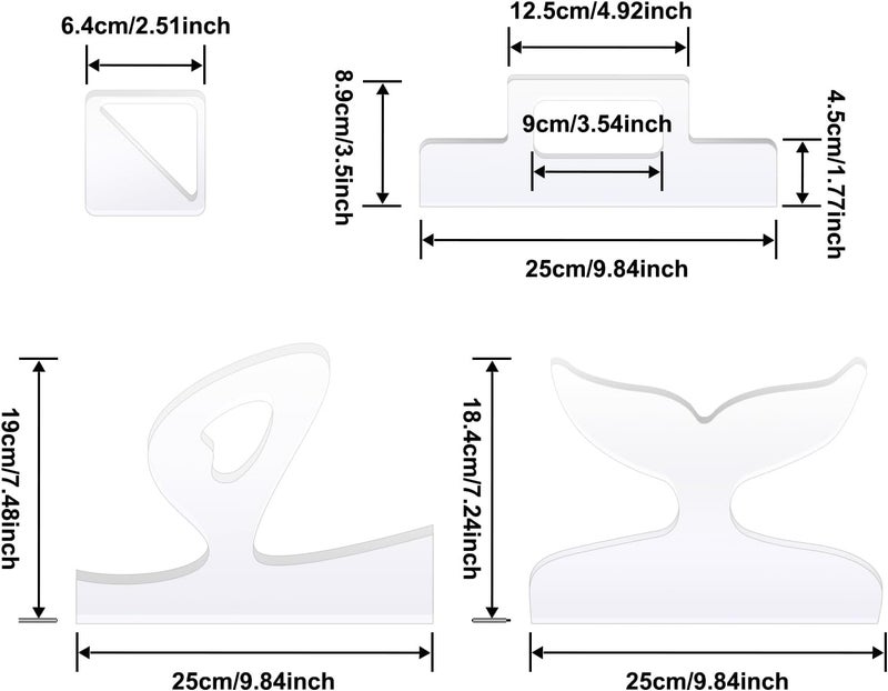 LYMOI 4 Pcs Router Templates for Woodworking, Acrylic Charcuterie Board Handles Template, Clear Cutting Board Template, Angled Curvy Tracing Stencils Guide Tools for Kitchen (Mermaid Style) - Image 2